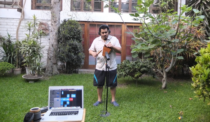 Recording the Cajita with Rodrigo Daza, Lima, Peru, 2016